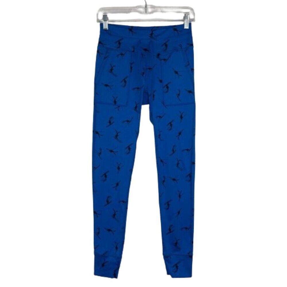 Aerie blue legging with skiing rabbits athleisure, activewear, gym size Medium